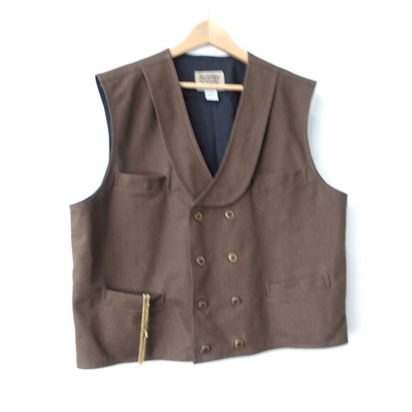 Frontier Classics Vest XL Brown VTG DALVEY Compass Western Cowboy Safari Hunting - Picture 12 of 16